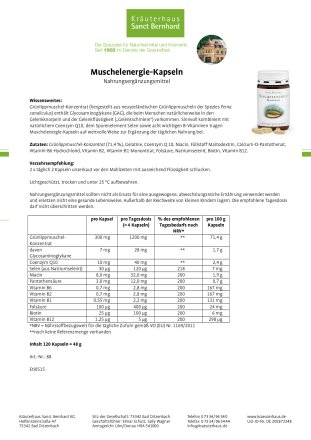 Muschelenergie-Kapseln 120 Kapseln