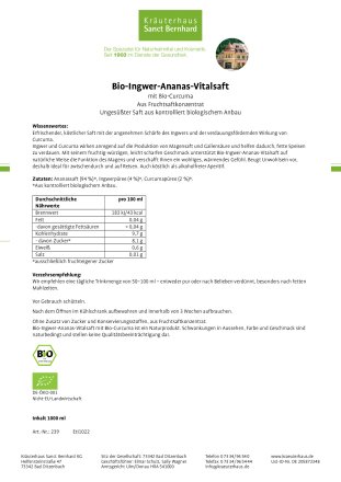 Bio-Ingwer-Ananas-Vitalsaft