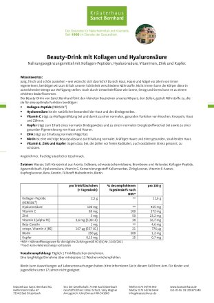Beauty-Drink mit Kollagen und Hyaluronsäure 30 x 20 ml 600 ml