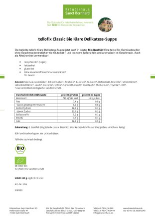 tellofix Classic Bio Klare Delikatess-Suppe 340 g