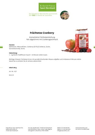 Früchtetee Cranberry 250 g