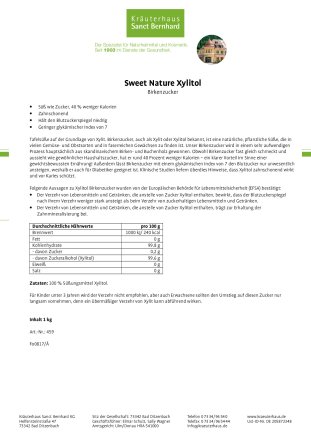 Sweet Nature Xylitol Birkenzucker