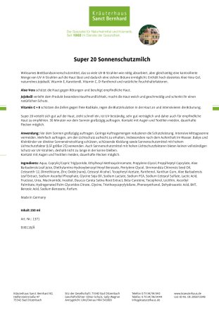 Super 20 Sonnenschutzmilch 250 ml