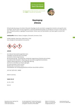 Raumspray Zitrone 125 ml