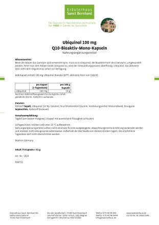 Ubiquinol 100 mg Q10-bioaktiv-Mono-Kapseln 75 Kapseln